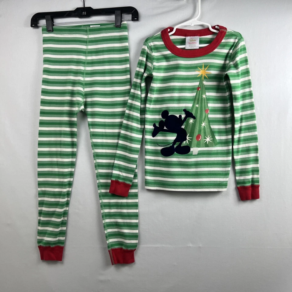 Hanna Andersson Disney Mickey Mouse Christmas pajamas size 130 US Size 8 Green - Image 1 of 4