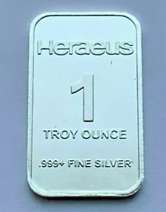SILBER HERAEUS FEIN 1 OZ 0,999 SILBERBARREN - Bild 1 von 4