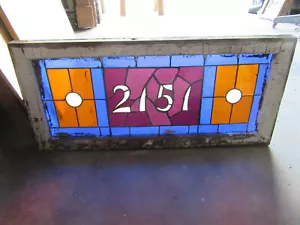 ~ ANTIQUE STAINED GLASS TRANSOM WINDOW ~ 35 x 16 ~ ADDRESS 2151 ~ SALVAGE ~ - Picture 1 of 9