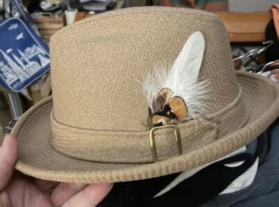 SOMBRERO FEDORA KNOX NEW YORK BRONCEADO TALLA 7 1/8 CON PLUMA Foto 1 de 4