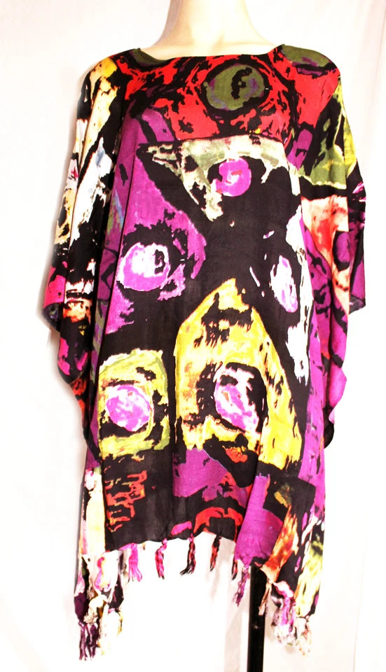 Femmes Court Caftan Poncho Haut Tunique Vêtement De Plage Pour Large Plus Taille - Photo 1/1