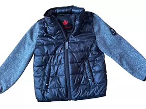 CANADIANA Größe 4T schwarz & grau Kapuze Puffy Jacke durchgehender Reißverschluss - Bild 1 von 7