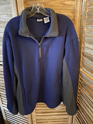 Athletic Works Men’s Size L Pullover Fleece Jacket Blue & Gray Part Zip Pockets - Image 1 of 3