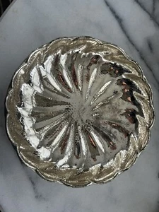 Vintage Antique? Mercury Glass Shallow Bowl Fluted Scalloped Edge Unique - Picture 1 of 8