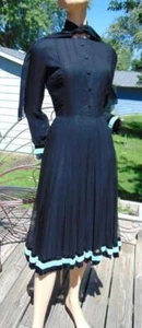 VTG 40s Chiffon Overlay Dress w Velvet trim 28W - Picture 1 of 14