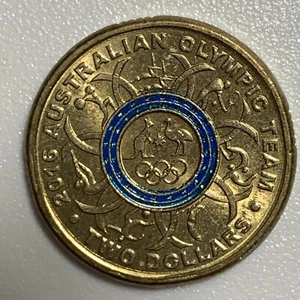 2016 $2 Olympics Blue - Two Dollar CIRCULATED Coloured Coin - Picture 1 of 2