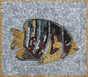 Azulejo Mosaico Mármol Colorido Peces Diseño ANIMAL 16x14 Pulgadas - Imagen 1 de 1