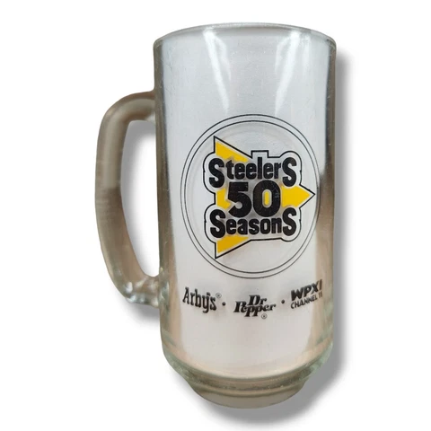 Pittsburgh Steelers 50 Seasons Gold Cup Glass Arby's Dr Pepper WPXI Stein 1982 Cover