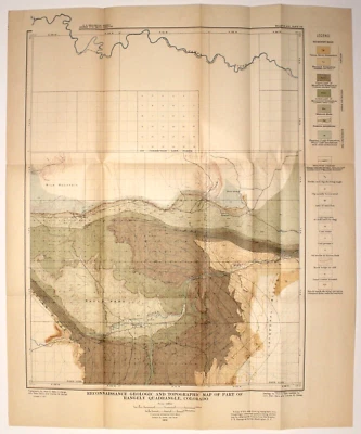 RANGELY, N. COLORADO, WHITE, YAMPA RIVERS Antique original geology map 1909 - Image 1 of 2
