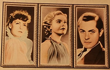 1936 GODFREY PHILLIPS STARS OF THE SCREEN #34,35,36  3 CARD UNCUT PANEL GARBO