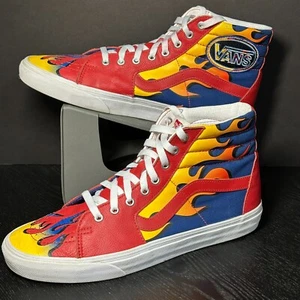VANS Racer Sk8-Hi - Uomo 11.5 - Rosso Giallo Blu-Fiamme - FUOCO 🔥🔥 - Foto 1 di 11