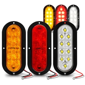 Remolque ovalado 2 rojo + 2 ámbar + 2 luces traseras LED blancas freno giro inverso - Imagen 1 de 8