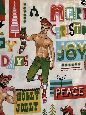 Alexander Henry Ayudantes de Papá Noel Tela de Navidad 1 Yarda Pin Up Natural Sexy Hombres Foto 1 de 4
