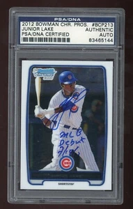 Junior Lake 2012 Bowmans Cromato Iscritto Auto PSA/DNA Certificato Lastre Rookie - Foto 1 di 2