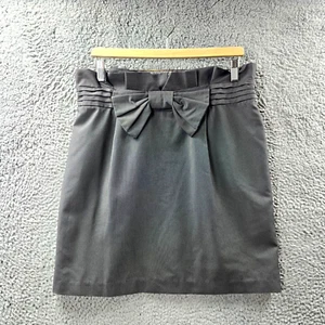 Tokito Womens Mini Pencil Skirt Size 14 Grey Bow Pleated Detail - Picture 1 of 14