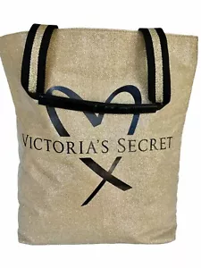 Borsa tote Victoria's Secret Fashion Show glamour glitter oro e nero logo cuore - Foto 1 di 7
