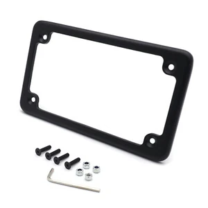 Black Motorcycle License Plate Frame for 7" x 4" Motorcycle Plates Black Frame - Foto 1 di 8