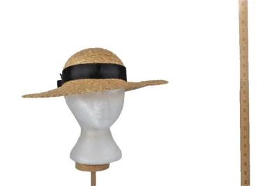 antiguo sombrero de paja para mujer borde interior 21 pulgadas ala ancha estilo firme original Foto 1 de 4