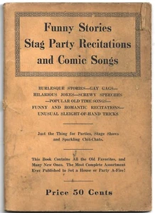 Funny Stories, Stag Party Recitations and Comic Songs - PB c. 1930 Rare - Bild 1 von 5