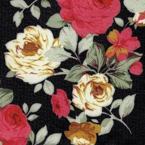 Black Rose Print Chiffon Sewing Fabric 2 yds 60" soft sheer flowing Made in USA - Image 1 of 2