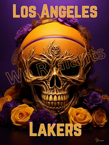 Póster del Día de los Muertos de Los Angeles Lakers impresión 18x24 Día de los Muertos Lakers - Imagen 1 de 2