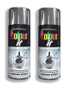 2 latas de pintura en aerosol efecto cromo color lata doméstica coche furgoneta bicicleta - 400 ml - Imagen 1 de 4