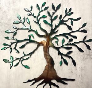Olive Tree of Life - Metal Wall Art - Copper Green tinged 18 1/4" x 18 1/4"
