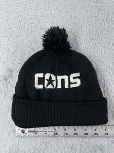 Converse Cons Beanie Toque Youth One Size Black Knit Acrylic Pom Skate Skater - Picture 1 of 6