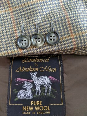 Blazer Abrigo Deportivo Abraham MOON TWEED INGLATERRA Naranja Verde Cuadros Lana de Cordero 44 Foto 1 de 4