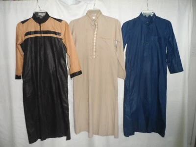 Lot Sz 28 30 40 42 White  Beige Blue Black Cotton Poly Boy Thobes Dress 6 7 8 Yo - Image 1 of 2