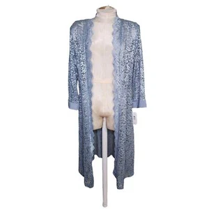 R&M RICHARDS Womens Blue Lace Sequined Floral 3/4 Sleeve OpenCardigan Top 10 NWT - Picture 1 of 6