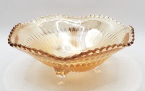 Vintage Jennette Jubiläum Ringelblume Bernstein Karneval Glas Süßigkeiten Nuss Schale 6" - Bild 1 von 7