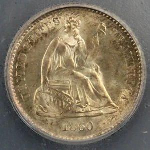 1860-O H10c Seated Liberty Half Dime ICG MS 65 - Picture 1 of 5