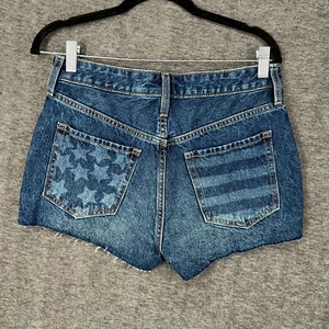 Old Navy Shorts Womens Size 4 O.G. Short High Waist Jean American Flag Raw Hem - Picture 1 of 10