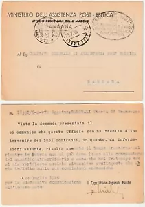 ANCONA - MINISTERO DELL'ASSISTENZA POST BELLICA - VIAGG. 1946 -9670- - Picture 1 of 1