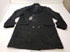 HXW.GJQ Mens Jacket Double Breasted Long Pea Coat Wool Blend Black Size XL NWT
