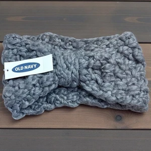 Diadema calentador de orejas tejido grueso azul marino antiguo gris nueva con etiquetas - Imagen 1 de 3