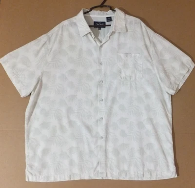 Nat Nast Button-up Shirt Mens XXL 2XL Beige Short Sleeve Silk Cotton Casual - Image 1 of 4