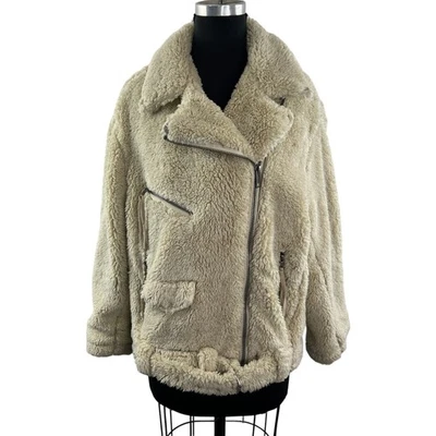 We The Free People So Cozy Slouchy Fleece Moto Jacket Sherpa Fuzzy Size S - Image 1 of 4