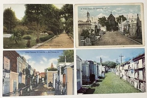 Lotto 4 cartoline vintage cimitero di New Orleans 2-DB St Rock, 2-St. Louis-Linen, cromate - Foto 1 di 6