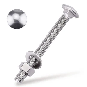 3/8-16 x 2-1/2" Stainless Steel Carriage Bolts with Hex Nuts and Flat Washers... - Picture 1 of 8