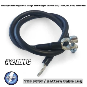 Battery Cable Negative 2 Gauge AWG Copper Custom Car, Truck, RV, Boat, Solar USA - Picture 1 of 2