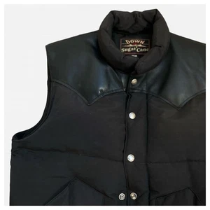 Rare XL Sugar Cane Leather Down Vest Black Toyo Enterprises Japan F/S - Picture 1 of 11
