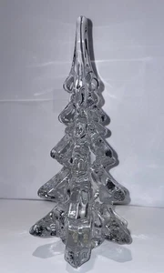 Vintage Art Glass Clear 8” Christmas Tree - Picture 1 of 5