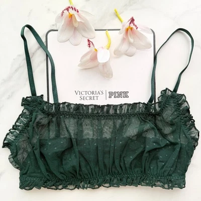 Victoria's Secret Sexy Camiseta Punto Malla Scoop Bralette Bosque Profundo Talla S/M/L Foto 1 de 4