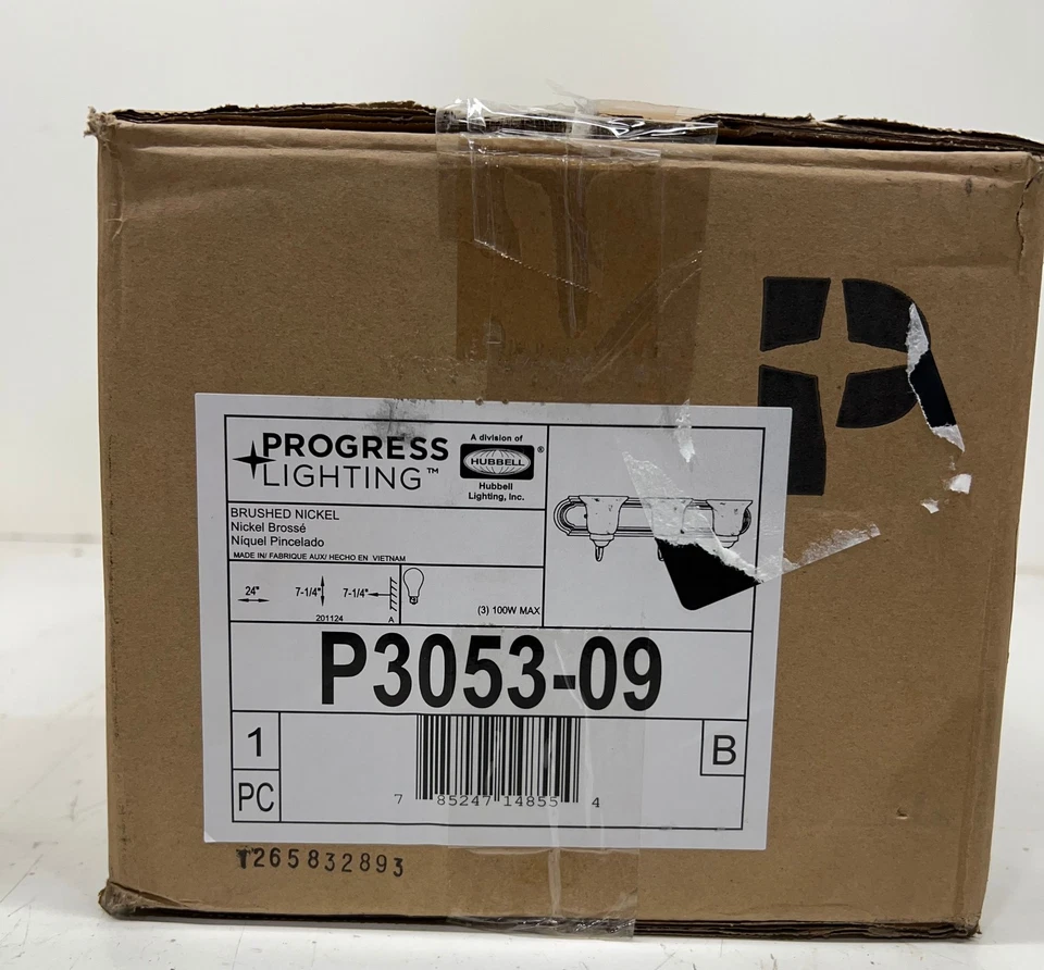 Progress Lighting P3053-09 3-Light Brushed Nickel Bath Light New - Image 1 of 2