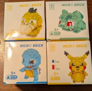 Pokemon Micro Bricks  Pikachu Psyduck Squirtle Bulbasaur - Picture 1 of 3