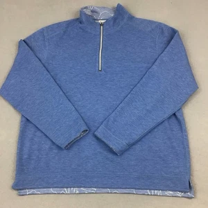 Tommy Bahama Maglione Uomo Grande Blu Floreale 1/4 Zip Pullover Reversibile Preppy L - Foto 1 di 12