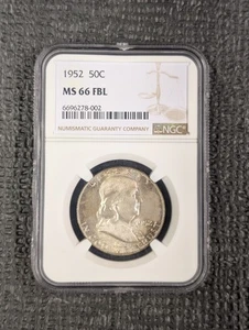 1952 MS 66 FBL (Full Bell Lines) Franklin Half Dollar 50c - NGC Amazing Coin!! - Picture 1 of 4
