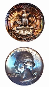 1958 25c 🌈PCGS MS-67+ CAC✅️ RAINBOW TONED🌈WASHINGTON QUARTER. - Picture 1 of 3